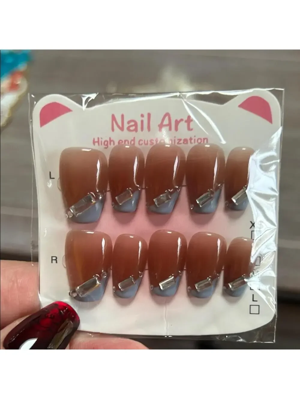 Blue and Silver Handmade Nail Art Set